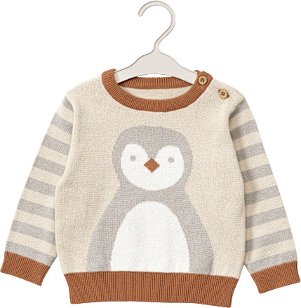 Pullover mit Pinguin-Motiv, beige & grau, Gr. 86 ALANA