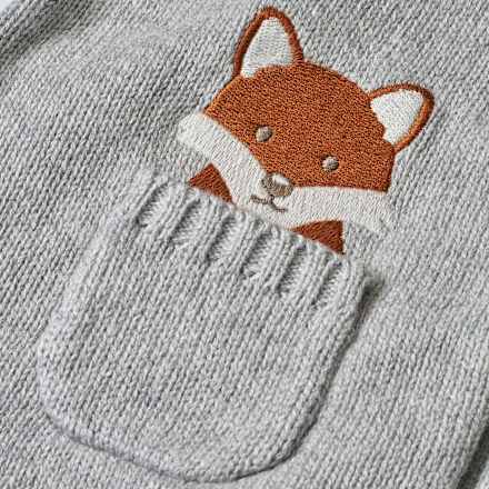 Strickjacke mit Fuchs-Stickerei, grau, Gr. 86 ALANA