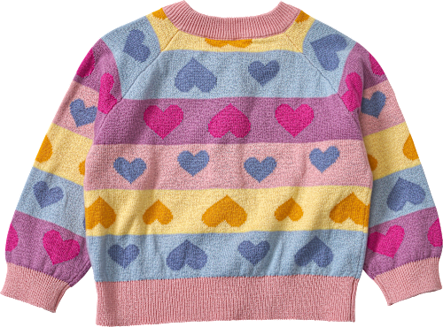 Strickjacke mit Herz-Muster, blau & rosa & gelb, Gr. 80 ALANA