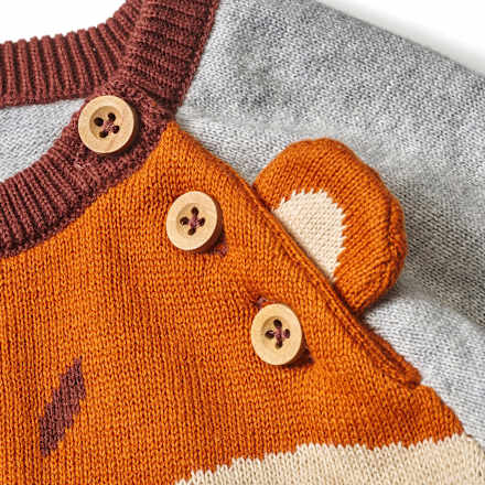 Pullover aus Strick mit 3D-Applikation, grau, Gr. 74 ALANA
