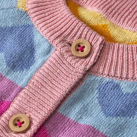 Strickjacke mit Herz-Muster, blau & rosa & gelb, Gr. 80 ALANA