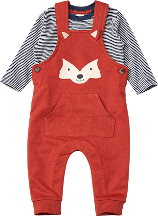 Set mit Latzhose mit Fuchs-Motiv & Langarmshirt, braun, Gr. 86 ALANA