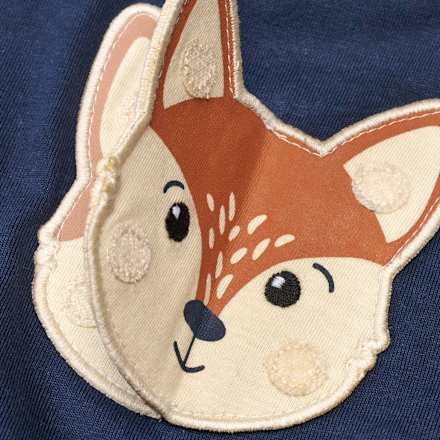 Langarmshirt mit Hund & Fuchs Klett-Patches zum Wechseln, blau, Gr. 92 ALANA