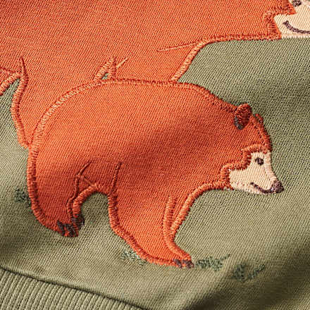 Sweatshirt mit Bären-Applikation, grün & braun, Gr. 104 ALANA