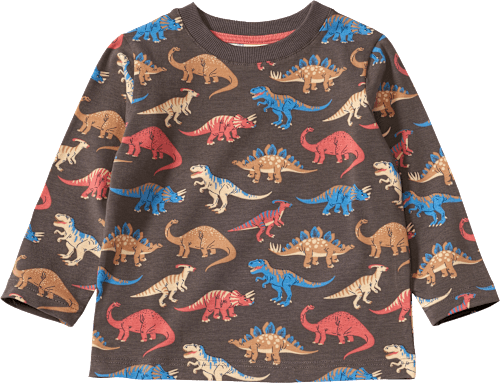 Langarmshirt Pro Climate mit Dino-Muster, grau, Gr. 92 ALANA