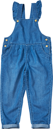 Latzhose aus Jeansstoff mit Rüschen, blau, Gr. 92 ALANA