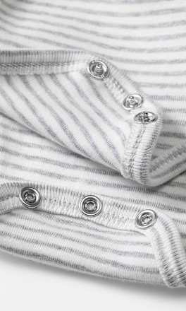 Wickelbody mit Ringeln, weiß & grau, Gr. 62/68 ALANA