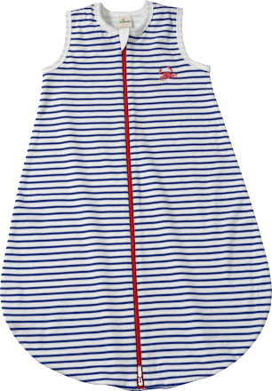 Schlafsack 1 TOG mit Krebs-Applikation, blau & weiß, 80 cm ALANA