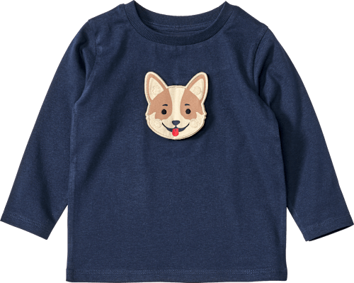 Langarmshirt mit Hund & Fuchs Klett-Patches zum Wechseln, blau, Gr. 92 ALANA