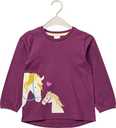 Langarmshirt mit Pferde-Motiv, lila, Gr. 104 ALANA