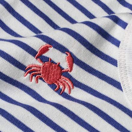 Schlafsack 1 TOG mit Krebs-Applikation, blau & weiß, 70 cm ALANA