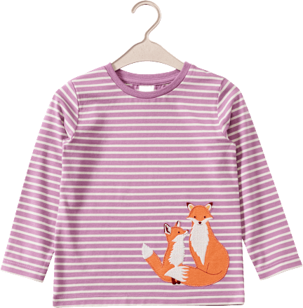 Langarmshirt mit Fuchs-Applikation, lila, Gr. 104 ALANA