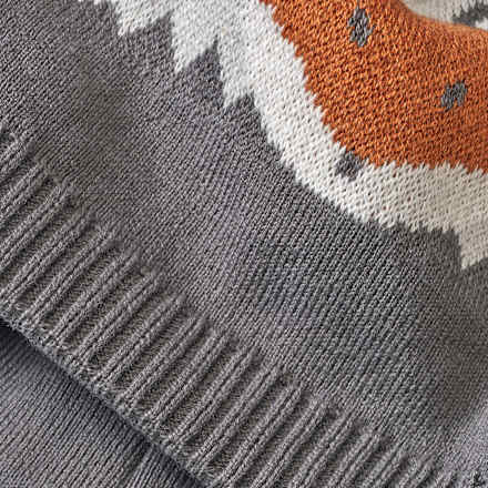 Mütze mit Bommel & Fuchs-Muster, grau, Gr. 54/55 ALANA