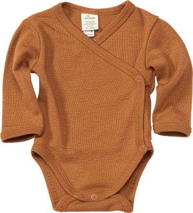 Wickelbody aus Bio-Wolle und Seide, braun, Gr. 50/56 ALANA
