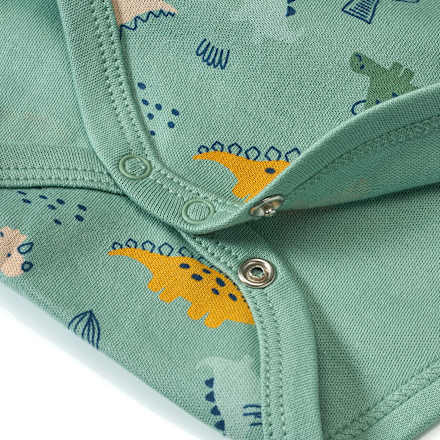 Wickelbody mit Dino-Muster, grün, Gr. 50/56 ALANA