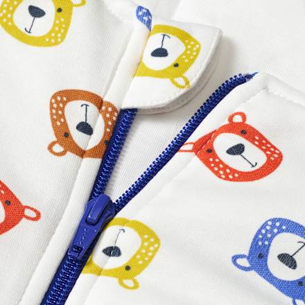 Schlafsack mit Beinen 3 TOG mit Bärenkopf-Muster, weiß, 100 cm ALANA