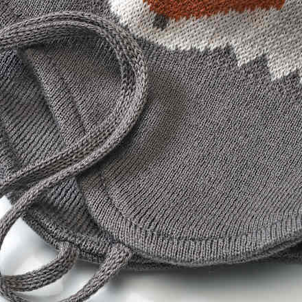 Mütze mit Bommel & Fuchs-Muster, grau, Gr. 44/45 ALANA