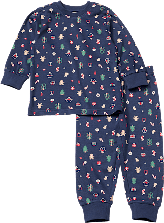 Schlafanzug mit Weihnachts-Muster, blau, Gr. 98 ALANA