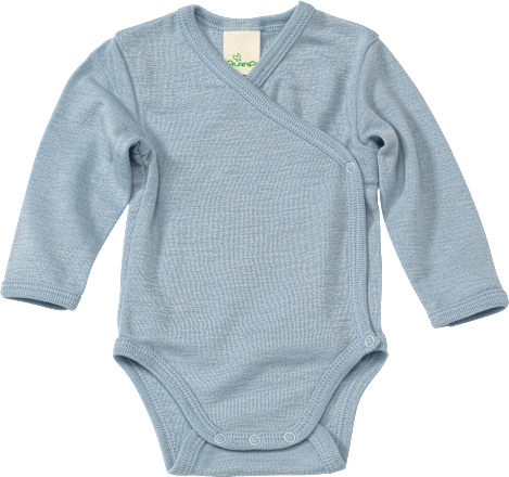 Wickelbody aus Bio-Wolle und Seide, blau, Gr. 50/56 ALANA