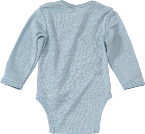Wickelbody aus Bio-Wolle und Seide, blau, Gr. 50/56 ALANA