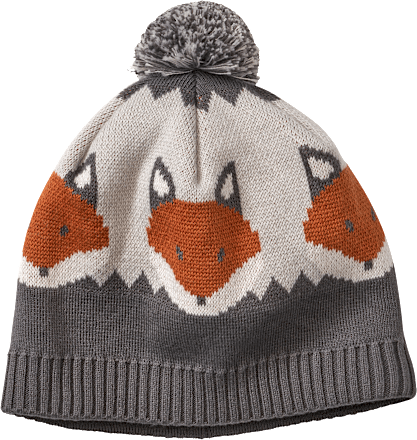 Mütze mit Bommel & Fuchs-Muster, grau, Gr. 48/49 ALANA
