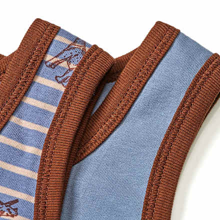 Unterhemden mit Dino-Muster, blau & braun, Gr. 110/116 ALANA