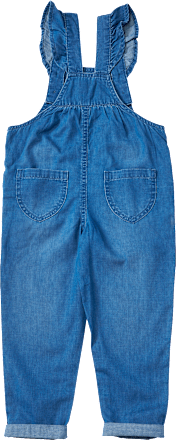 Latzhose aus Jeansstoff mit Rüschen, blau, Gr. 104 ALANA