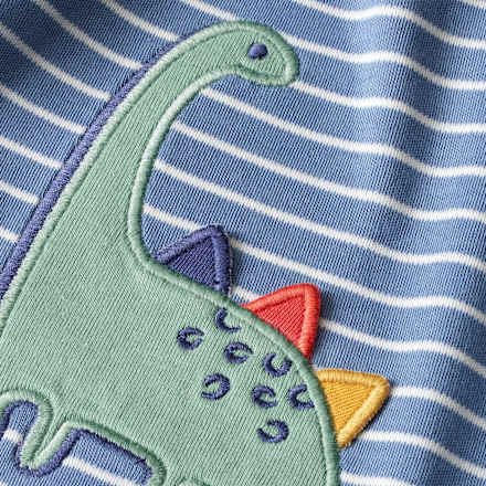 Body Langarm mit Dino-Applikation, blau, Gr. 74/80 ALANA