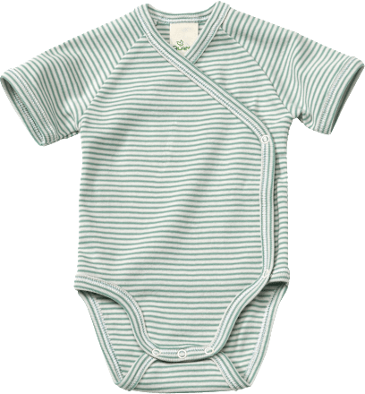 Wickelbody mit Ringeln Pro Climate, weiß & grün, Gr. 62/68 ALANA