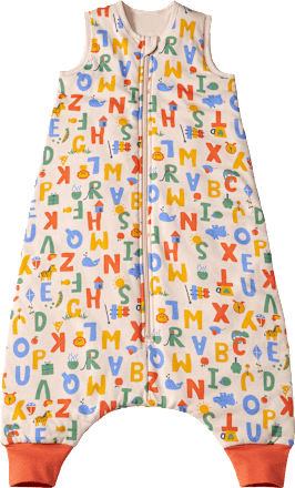 Schlafsack mit Beinen 2,5 TOG mit Buchstaben-Muster, beige, 110 cm ALANA