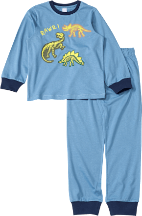 Schlafanzug mit Glow-in-the-Dark Dino Print, blau, Gr. 122/128 PUSBLU