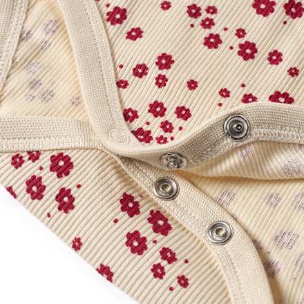 Body Langarm mit Ripp-Struktur & floralem Muster, beige, Gr. 98/104 ALANA
