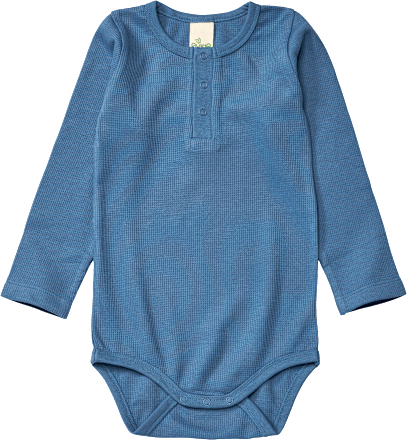 Body Langarm mit Waffel-Struktur, blau, Gr. 62/68 ALANA