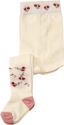 Strumpfhose mit Blumen-Motiv, beige, Gr. 86/92 ALANA