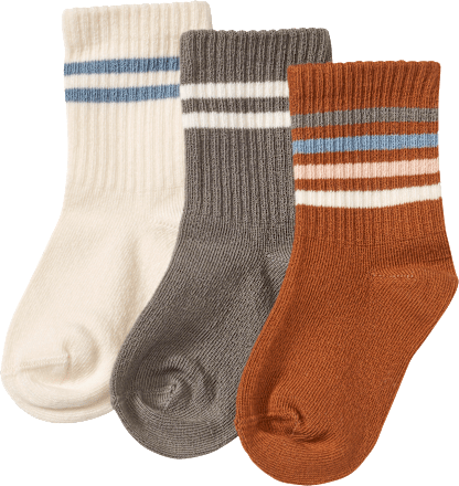 Socken mit Ripp-Struktur, weiß + braun, Gr. 27/28 ALANA