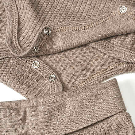 Set mit Wickelbody & Hose mit Ripp-Struktur, beige, Gr. 62/68 ALANA