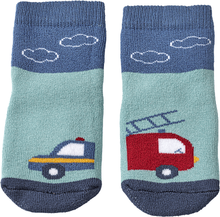 Stoppersocken mit Feuerwehrauto-Motiv, blau, Gr. 23/24 PUSBLU