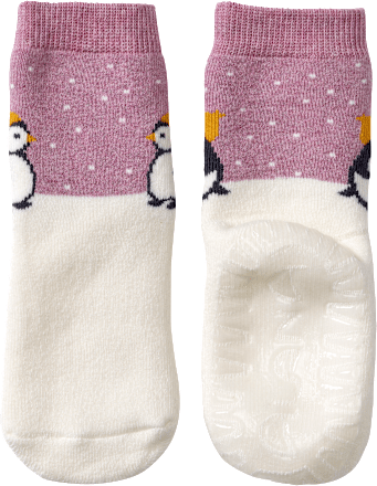 Stoppersocken mit Pinguin-Motiv, beige & rosa, Gr. 21/22 ALANA