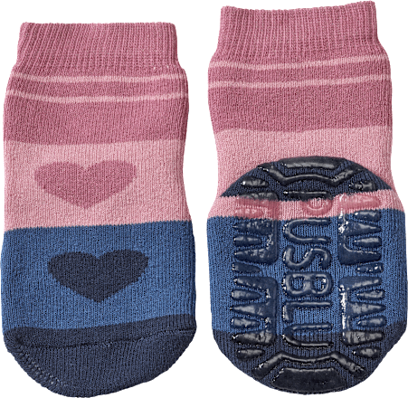 Stoppersocken mit Herz-Motiv, rosa & blau, Gr. 19/20 PUSBLU