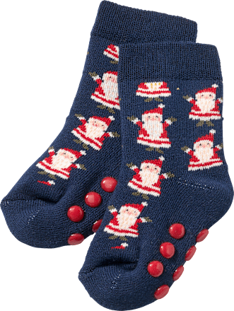 ABS Socken mit Weihnachtsmann-Muster, blau & rot, Gr. 23/26 PUSBLU