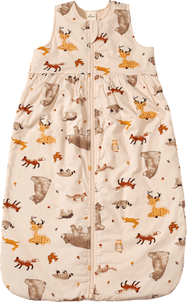 Schlafsack 2 TOG mit Waldtier-Muster, braun, 90 cm ALANA