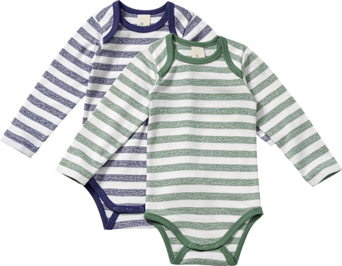 Bodys Langarm mit Ringel-Muster, grün + blau, Gr. 86/92 ALANA
