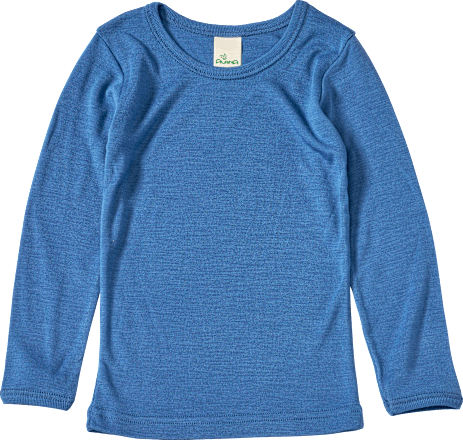 Unterhemd Langarm aus Bio-Wolle und Seide, blau, Gr. 122/128 ALANA