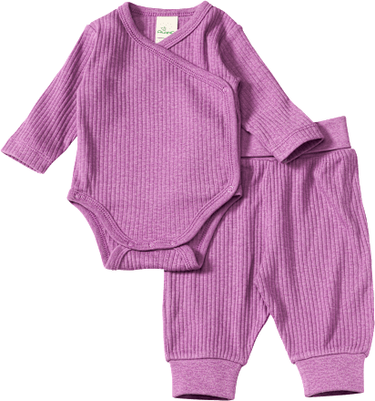 Set mit Wickelbody & Hose mit Ripp-Struktur, lila, Gr. 62/68 ALANA
