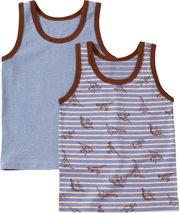 Unterhemden mit Dino-Muster, blau & braun, Gr. 110/116 ALANA