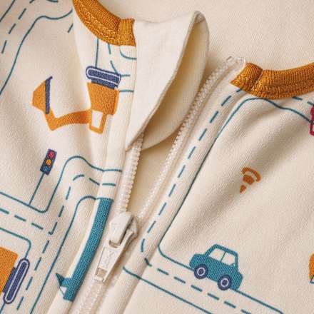 Schlafsack mit Beinen 2 TOG mit Baustellenfahrzeug-Muster, beige, 100 cm ALANA