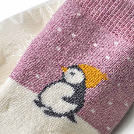 Stoppersocken mit Pinguin-Motiv, beige & rosa, Gr. 19/20 ALANA
