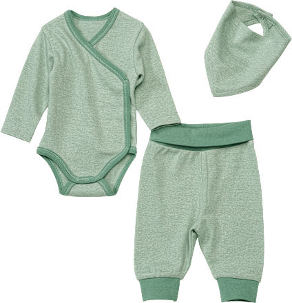 Erstlingsset mit Wickelbody, Hose & Halstuch, grün, Gr. 62/68 ALANA