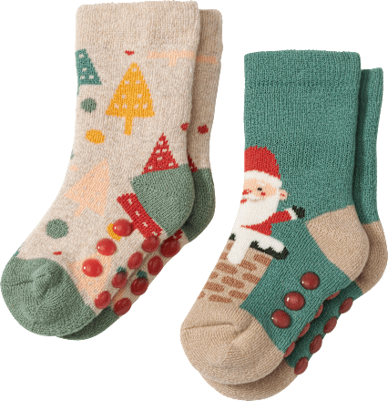 ABS Socken mit Weihnachts-Motiv, blau + beige, Gr. 23/26 PUSBLU