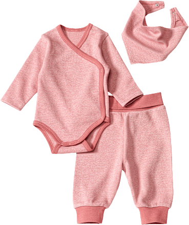 Erstlingsset mit Wickelbody, Hose & Halstuch, rosa, Gr. 50/56 ALANA